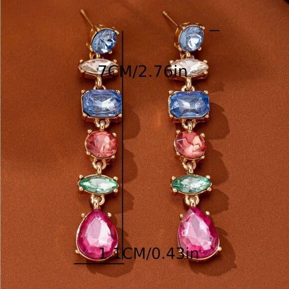 💙 NEW multicolored crystal drop dangle fashion earrings 💙 - Picture 3 of 4